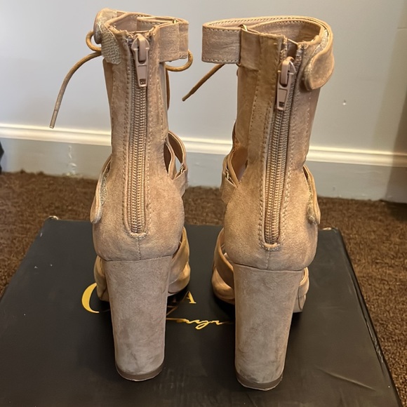 Beige Suede Heels - Picture 3 of 4